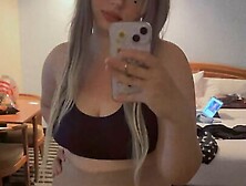 Big titty,  goth girl plays with her big boobs