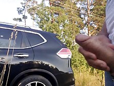 I pull out my shlong on a beach area.  This youthful woman who drives from this beach,  looks shocked by what that babe sees !! Th