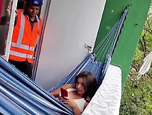 Uncle arrives for lunch nervous,  his niece merely in the hammock swinging,  her virginity deflowered by God.