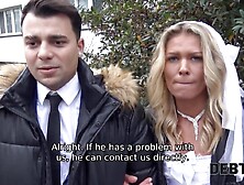 DEBT4k.  Golden-Haired bride dragged into sex with loan shark near her groom