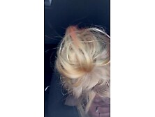 Blond hooker gives a oral pleasure in public and lets the dude nut in her throat then spits the cum back out on his knob to suck