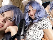 Молоденькая с синими волосами устроила мне ASMR и дала в попку