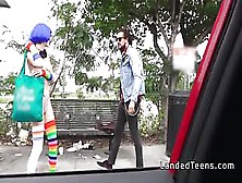 Stranded Teen Clown Fucked In Public Pov