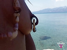 Nippleringlover Sleazy Mother Extreme Pierced Nipples And Cunt,  Changingnipple Rings At Public Beach