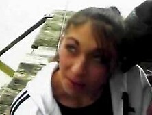 Hot teen assfucked in an outdoor threesome by two older dudes