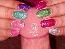 Sparkle Nails Playing With Daddy's Dick