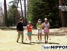 Sexy Thai youngster sluts play a game of strip golf