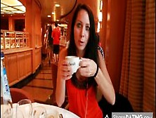 Brunette Fucking In Cruises Bathroom Cumshot In Mouth