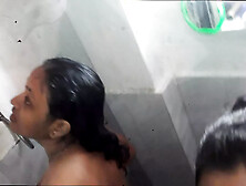 Nude Couple Bathing whilst Suck Boobs