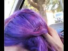 Purple Haired Youngster Blows Off A Bwc In The Car