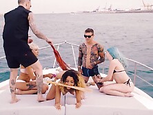 Public Bdsm Party With Naked Freakish Babes On The Yacht Sailing In The Open Waters