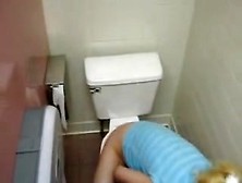 Nice blonde teen 18+ caught in a toilet