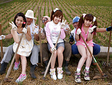 3 Japanese Teens From Tokyo City Fucked by the Rice Farmers