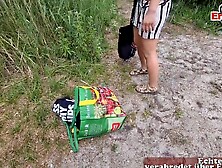 Outside sex for 3 with a curvy German-Turkish woman