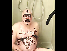 Satan slave takes a Satan enema/scat session