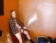 Old Pervert Is Blowing Balloons While Playing With Hard Cock