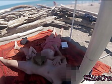 Exhibitionist Teacher Outdoor Amatuer Milf Hand-job Giant Penis on Nudity Beach public in front of hidden with spunk P1 - MissCr