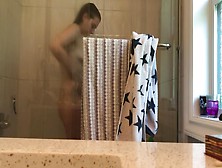 my little Step sister showering after volleyball tryouts