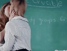 Lesbian Milf Licks Blonde Student After The Class