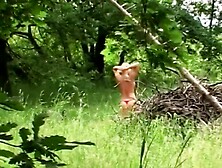 Blonde sluts gets nailed inside the woods by a masked