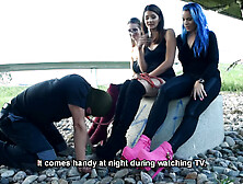 Dominant Girls Getting Their Boots And High Heels Worshiped By A Chain