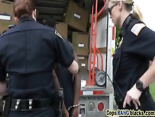 Sluts In Cop Uniforms Dominate Black Guy And Make His Dick Explode