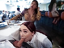 Sneaky Waitress Fucks Me Hard in the Restaurant...  We Get Caught