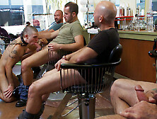 Shaved And Fucked In A Busy Barbershop