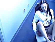 Office footjob caught on spy cam