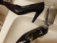 Piss In Wifes Brown Croco High Heel