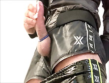 Handjob And Cum In Boxer Barcelona Pvc And Nylon Gear