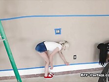 Three besties sharing painters fat dick