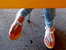 Candid Asian Teen Library Feet In Sandals 1 Face