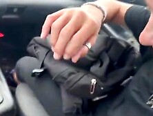 Hot blonde milf gives accidental car blowjob - cum in mouth outdoor sex