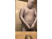 Zentai Jerk And Cumming Into The Sink