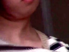 Sensuous babe seen topless by voyeurs hidden camera