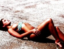 Perfect brunette Cali goes bottomless outdoors in public by lake no panties