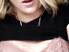 Solo blonde hottie fucks machine and moans