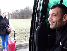 Blonde fucked in van keep fucking stranger when police check her