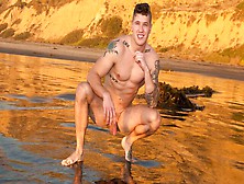 Sean Cody - Solo Dude With Tattoos Jerking His Throbbing Boner On The Couch