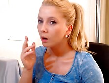 Sexy Sarrah Smoking and showing off her Nice Oiled Booty