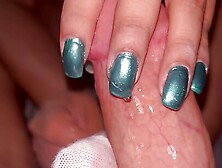 Green Nails Teasing And Edging Handjob