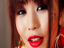 Asian In Red Lipstick And Heels Fingers