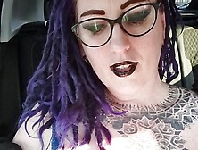 Flashing on the road with big tits