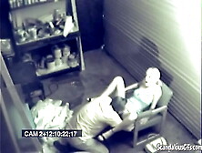 Blonde Slut Fucking hard-core on garage caught on webcam