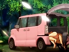 Beautiful busty brunette teen fucking outdoors during countryside trip with her young and eager lover