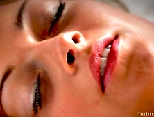 Knockout Blonde With Nicely Tight Pussy Stimulates Herself For A Satisfied Pussy With Nasty Sex Toy On A White Bed