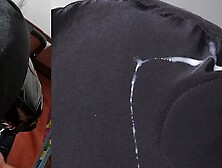 I suck his cock and he comes on my head on the hood