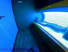 Arabic Slut has Orgasm in Public Tanning Bed