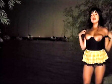 Watch Me Outdoors In Skirt,  Breast Out,  With Toys